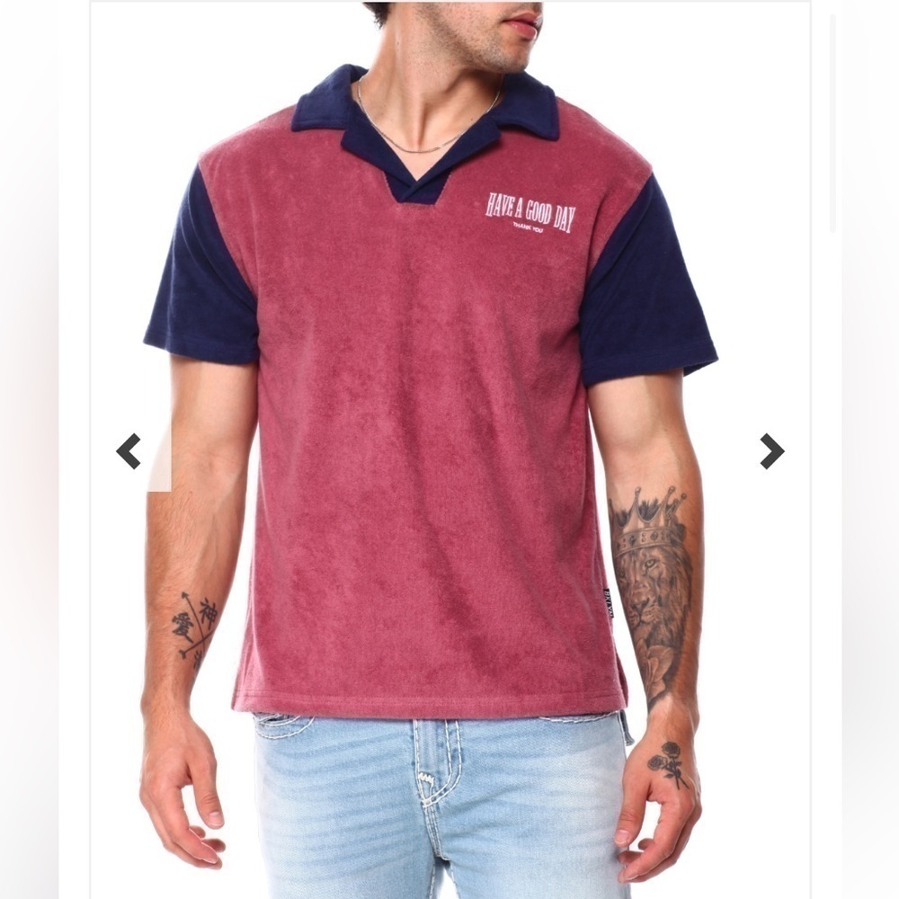 NWT-Brooklyn Cloth-S-Burgundy & navy-Short sleeve pullover polo